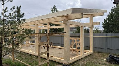 Собрали каркас  фахверк Гаража в Истре